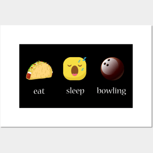 Eat sleep bowling repeat emoji emoticons graphic Posters and Art